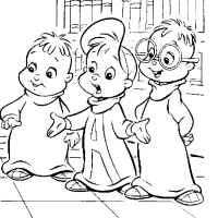 A coloring page of alvin and the chipmunks